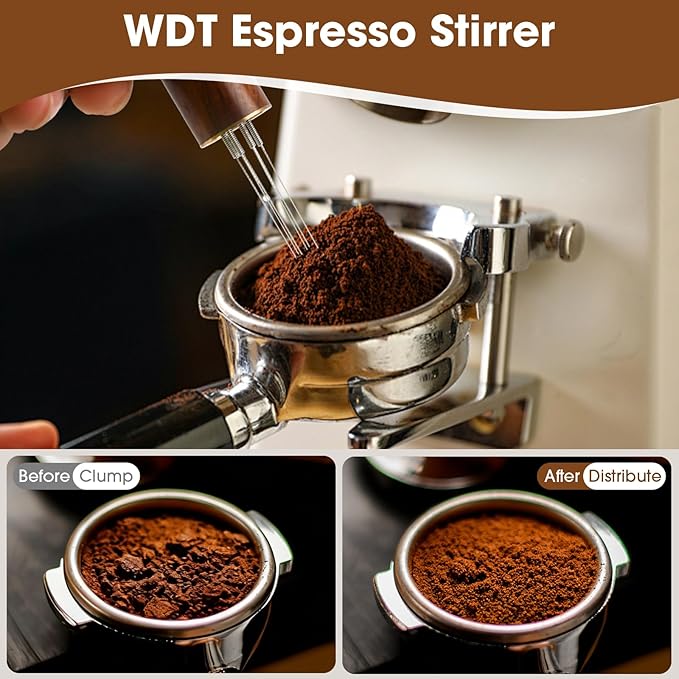 58mm Spring Loaded Espresso Tamper Kit with WDT Tool Dosing Ring and Tamping Mat for 58mm Portafilter Home Coffee Machines