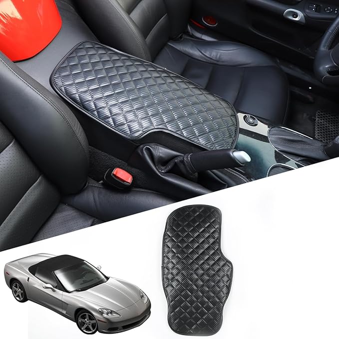 Car Arm Rest Cushion Pad Protector Compatible with Chevrolet Corvette C6 2005-2013 Car Center Armrest Cover,Leather Console lid Protector,Center Console Pad Anti-Scratch Accessories (Carbon Fiber)