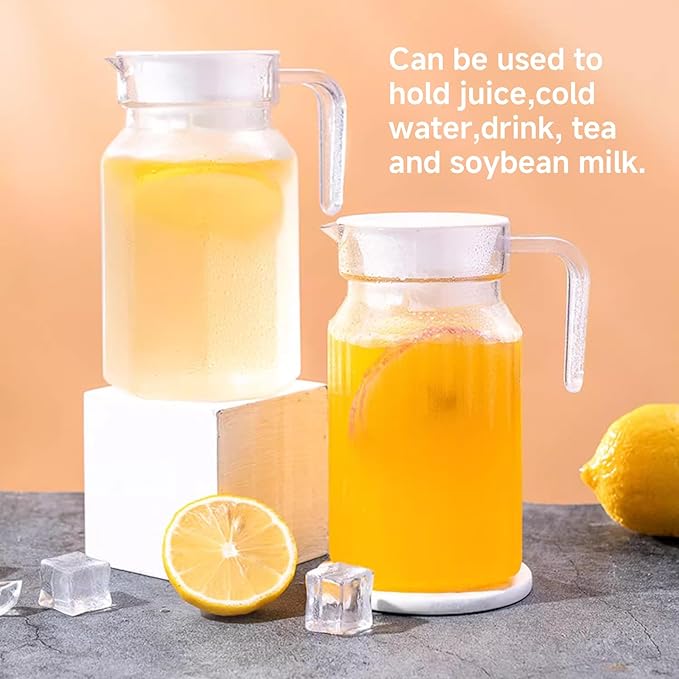 17 oz Small Plastic Carafe with Lid and Spout, 500ml Small Clear Water Jug for Hot/Cold Water, Iced Tea Pitcher for Coffee, Mini Juice and Homemade Beverage Carafe (500ml)