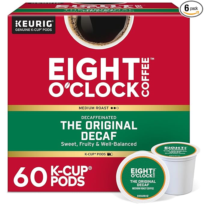 Eight O'Clock Coffee The Original Decaf, Single-Serve Keurig K-Cup Pods, Medium Roast Coffee Pods, 60 Count