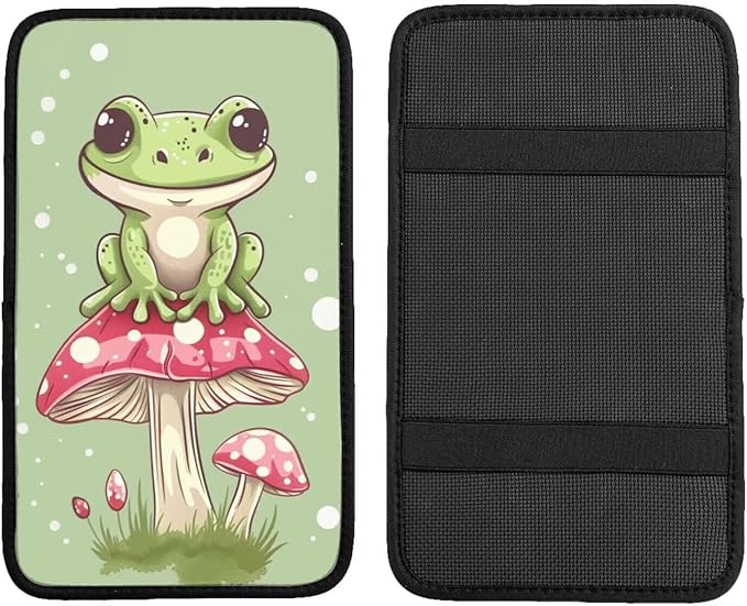 Green Frog Center Console Pad Cute Armrest Cover Auto Center Console Cushion Pads Lovely Animal Car Decor Accessories