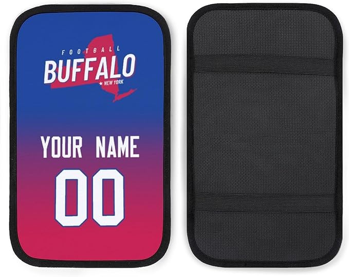 Custom Football Car Armrest Covers Universal Auto Center Console Pad Car handrail Box Cushion Personalized Add Name & Number Fans Gift Fit Suit for SUV Truck Sedan Van