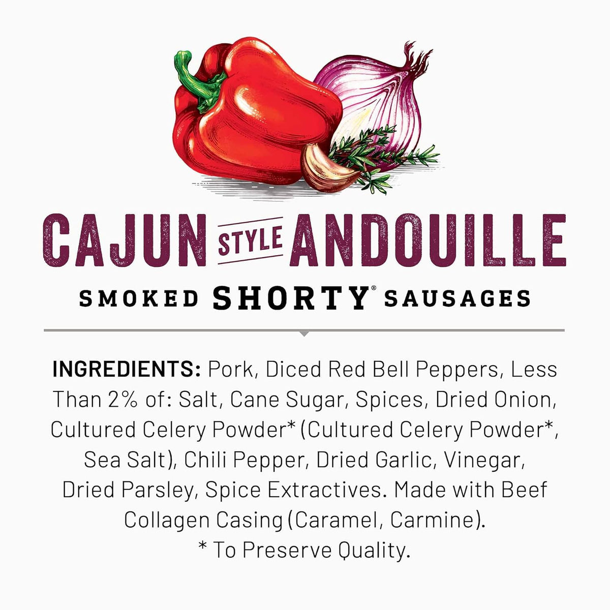 Duke's Pork Cajun Andouille Smoked Shorty Sausages, 7g Protein Per Serving, 5 oz.