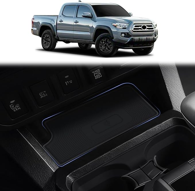 Car Wireless Charger Silica Gel Pad Suitable for 2016-2023 Toyota Tacoma Mobile Phone Charging Non-Slip Mat Interior Modification Accessories (Wireless Charger Pad -Not a Charging Device)