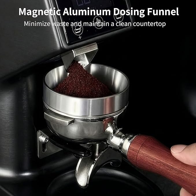 58mm Espresso Accessories Kit - 3 PCS Heavy Duty Dual Head Coffee Distributor and Tamper, WDT Tool, Magnetic Dosing Funnel - Fits Delonghi Breville 58mm Machines and Portafilter