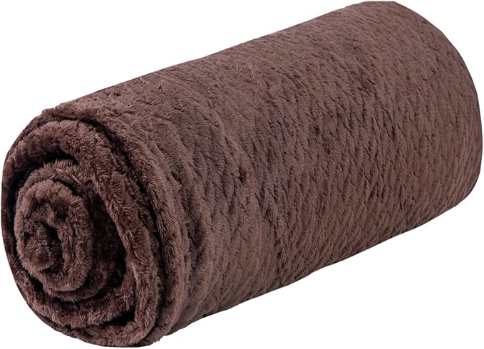 Waffle Knit Textured Throw Blanket Soft for Couch, Sofa, Twin Bed, Kids, Adults, 50” x 60” Chenille Knit Blanket, Boho Throw Blanket for Home Decor 250 GSM (Chocolate Brown)