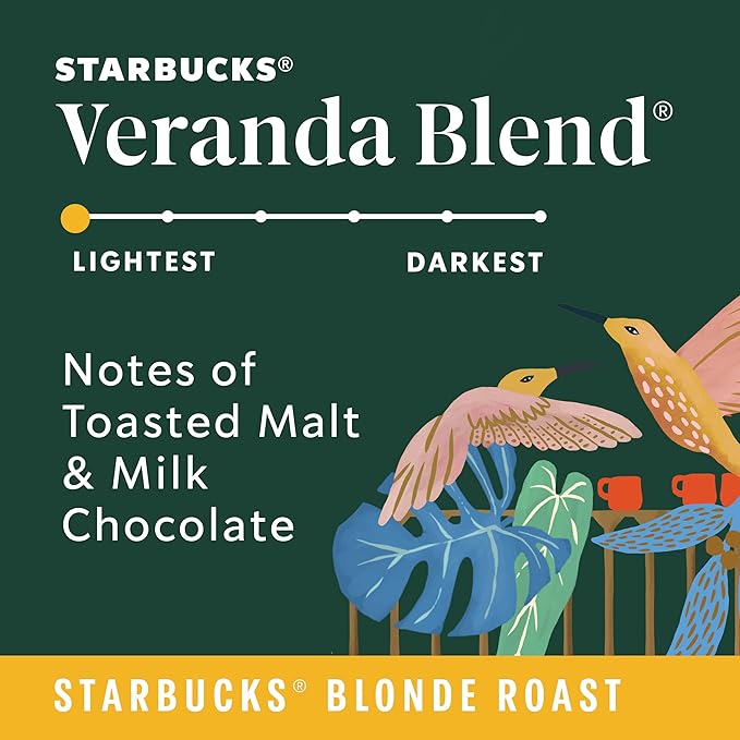 Starbucks Ground Coffee, Blonde Roast Hot or Iced Coffee, Veranda Blend, Six 18 oz Bags