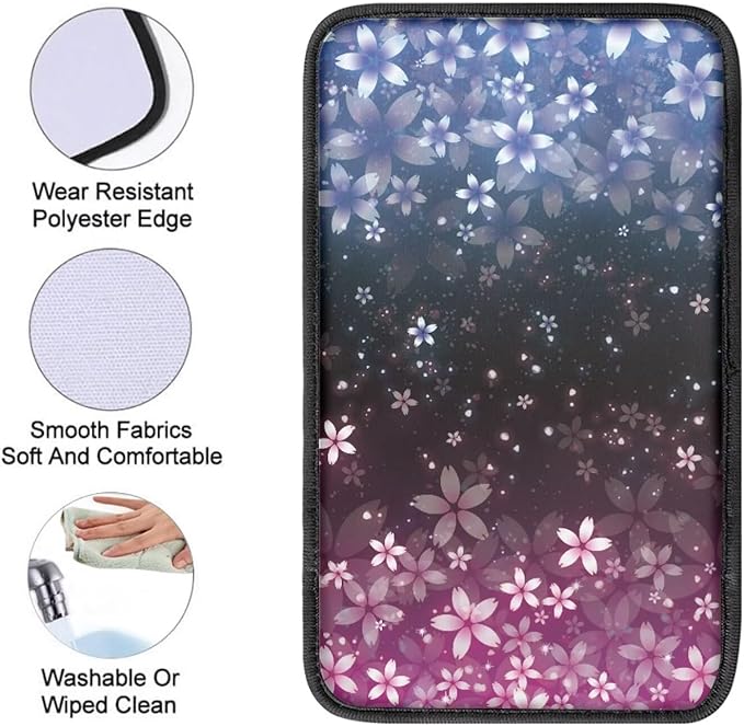Cherry Blossom Blue Pink Print Auto Center Console Cover Arm Rest Cover for SUV Truck,Soft Car Arm Rest Cover Universal Fit