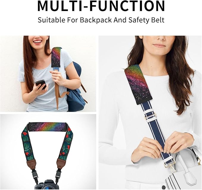 Rainbow Steering Wheel Cover Elastic Non-Slip Car Steering Wheel Covers with Seat Belt Shoulder Pad for Women Men