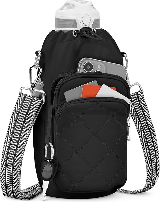 Water Bottle Bag Crossbody，Insulated Water Bottle Purse Crossbody Water Bottle Holder with Strap 40 oz