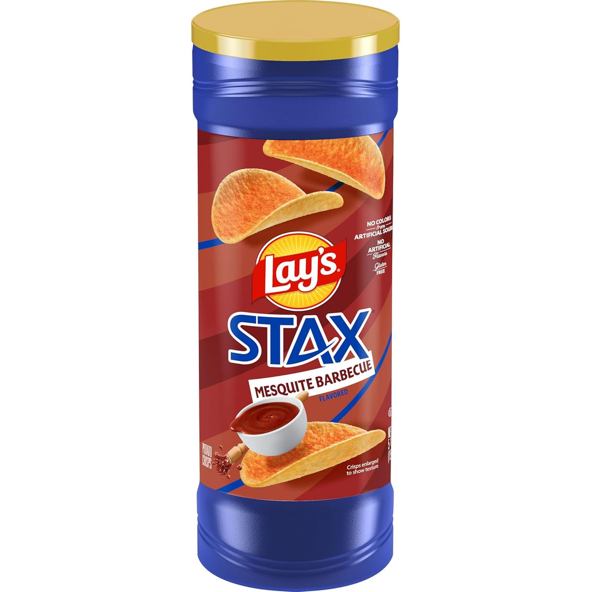 Lay’s Stax Potato Crisps Chips, Mesquite BBQ, Gluten Free, 5.5 Oz Canister Pack