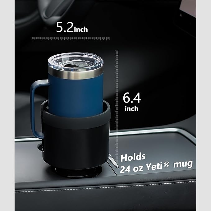 Seven Sparta Car Cup Holder Expander with Adjustable Base, Compatible with Hydro Flasks 32/40 Ounce, Compatible with Yeti Ramblers 20/26/30 Ounce, Other Bottles in 3.4"-3.8" (Black)