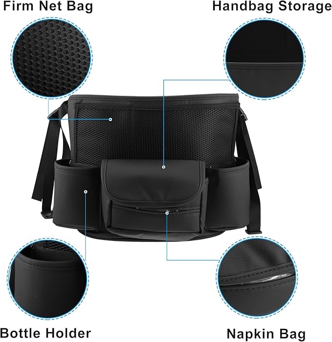 X AUTOHAUX Car Large Capacity Seat Organizer Backseat Multi Pockets Purse Storage Universal Fit for Car Truck SUV 37x25cm Black