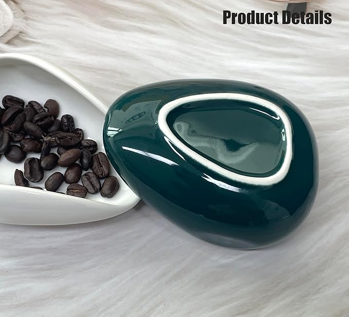 Newly Upgraded Coffee Bean Dosing Cup, Ceramic Dosing Dish for Coffee Beans, Ceramic Single Dose Measuring Tray, Coffee Bar Accessories (Solid Green)