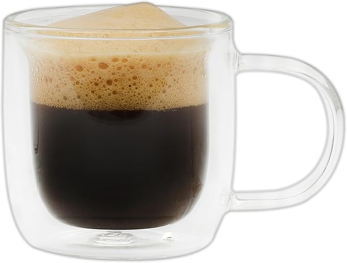 Mr. Coffee Salon Espresso 3 OZ Double Wall Insulated Glasses Mugs (Set of 2)