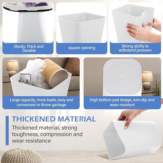 Amyhill 20 Pcs Small Trash Can 2 Gallon Plastic Garbage Can Small Waste Basket for Bathroom Office Kitchen Living Room Bedroom Home Under Desk (White)