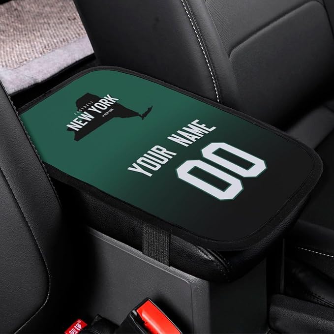 Custom Football Car Armrest Covers Universal Auto Center Console Pad Car handrail Box Cushion Personalized Add Name & Number Fans Gift Fit Suit for SUV Truck Sedan Van