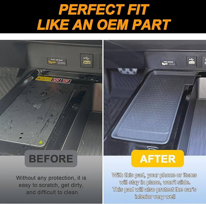 TOPINSTALL 2026 Wireless Charging Non-Slip Mat Compatible with 2025 2026 Toyota Camry, Black Silicone Protective Pad Center Console Liner for Camry Accessories