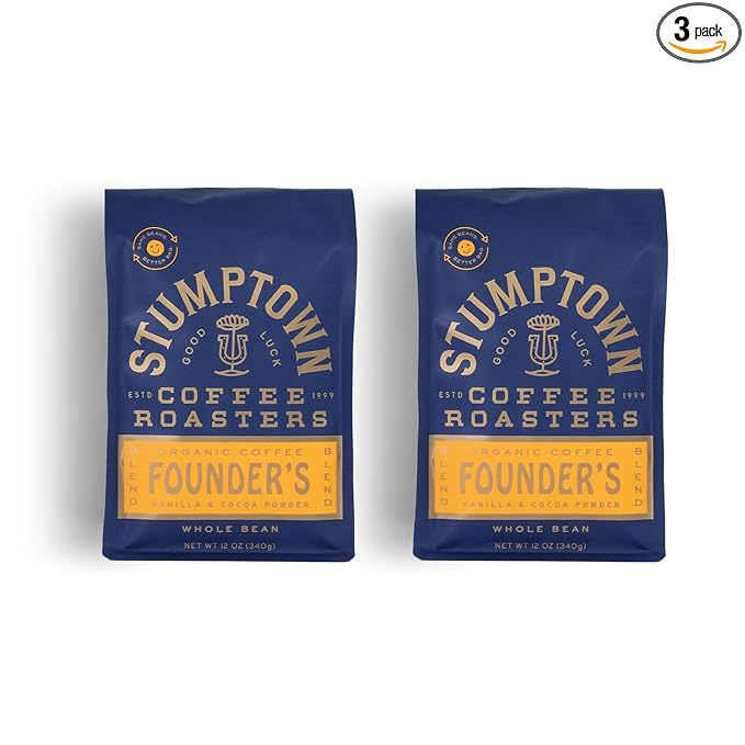 Stumptown Coffee Roasters Medium Roast Whole Bean Coffee | Founder's Blend | Vanilla and Cocoa Notes | 24 Ounces | 2 Bags