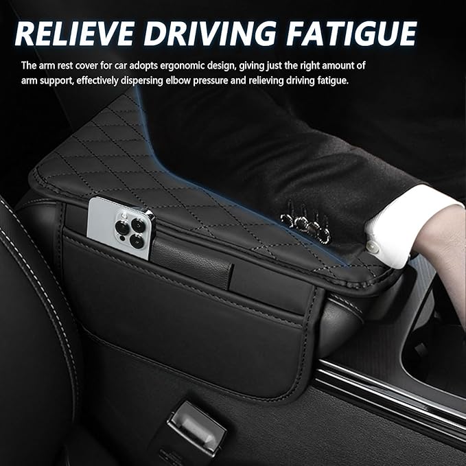Auto Center Console Cover for Toyota Grand Highlander 2024 2025 2026, Leather Waterproof Armrest Seat Box Cover Multifunctional Armrest Cushion Scratch