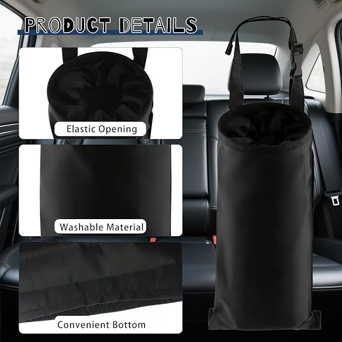 6 Pcs Car Trash Bags Hanging Back Car Garbage Bag Washable Detachable Garbage Bag for Car Trash Bag Hanging Back Seat Outdoor Traveling Home Use
