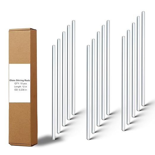 15 Pack Glass Stirring Rods: Diameter 0.236 inch Length 12 inch Glass Stir Sticks, Borosilicate Glass Stirring Rod for Mixing Lab