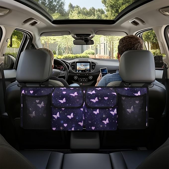 Car Trunk Organizer, Butterfly Hanging Seat Back Storage Organizer with Large Pockets, Space-Saving Backseat Car Organizer, Large Capacity Collapsible Bag