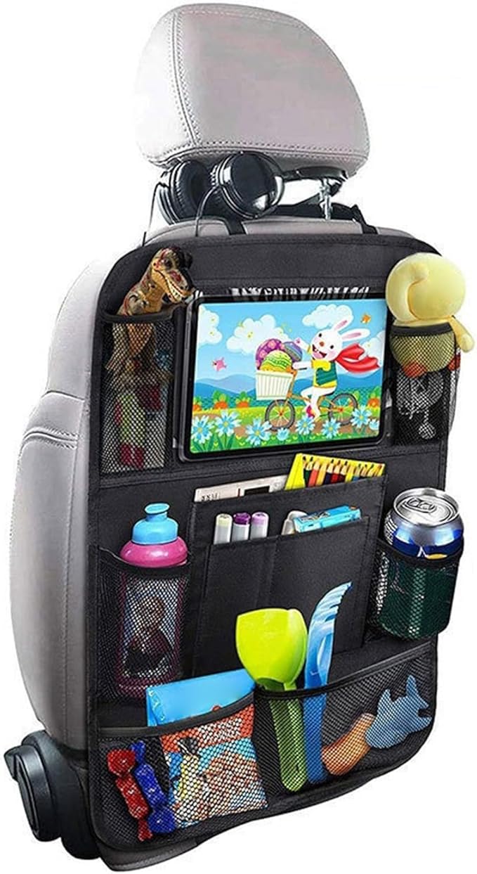 Car Backseat Organizer, Backseat Car Organizer with Tablet Holder&Mesh Storage Bag, Water-proof Car Caddy Organizer Backseat with Fastening Straps Car Storage Organizer, Car Backseat Organizer