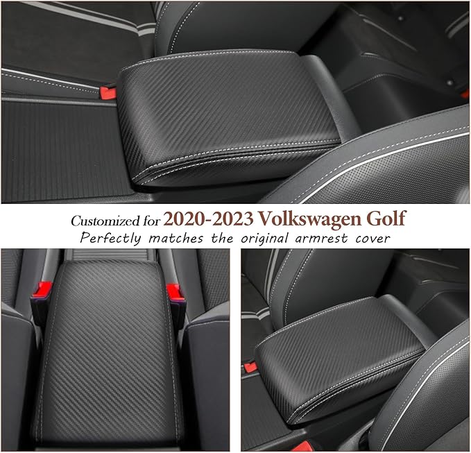 SKTU for 2025 2026 VW Golf Center Console Cover 2020-2026 Golf Armrest Cover 2023 2024 2025 2026 Golf Accessories 2020-2026 Golf Seat Box Cover 2025 2026 Golf Center Console Cushion (Gray Line)
