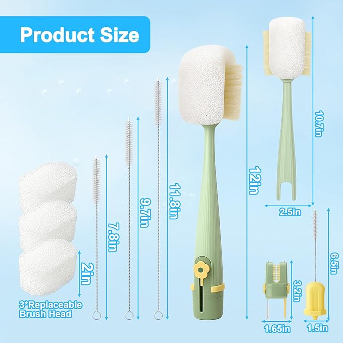 XANGNIER 5 in 1 Bottle Cleaning Brush Set,Multifunctional Water Bottle Brush and Straw Cleaner Brush,Cleaning Tool Kit for Owala/Stanley/Yeti/Simple Modern Tumbler Cup Accessories,Kitchen Gadgets