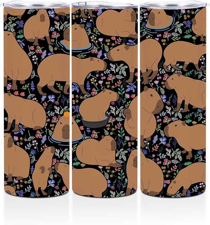 Capybara Gifts, 20 Oz Straight Skinny Tumblers, Stainless Steel Tumbler, Double Wall Vacuum Travel Mug, Capybara Stuff Animal Coffee Cup, Insulated Coffee Mug Thermal Cup for Home, Office, Outdoor