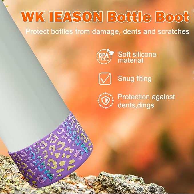 WK IEASON 2Pcs Silicone Boot for Owala Water Bottle, Protective Flask Bottom Cover Base for Owala FreeSip Twist and Flip Flask Water Bottle Accessories-3.56inch Bottom Diameter