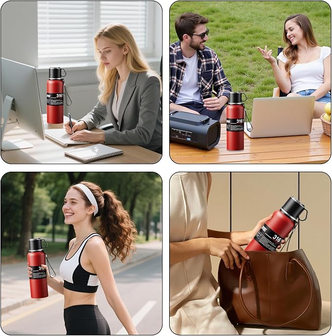 Double wall vacuum Leakproof stainless steel wide mouth insulated water bottle;tea tumbler with tea strainer infuser basket,cup and lid; travel coffee thermoses hot drinks;portable cold thermal flask