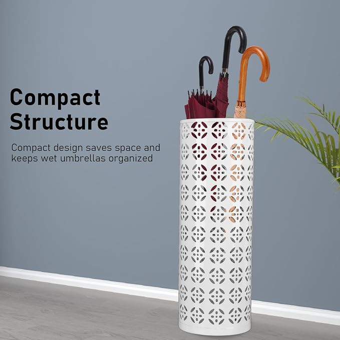 Round Umbrella Organizer Bin, Freestanding Metal Umbrella Holder Umbrella Stand Rack for Entryway, Canes Walking Sticks Holder Rain Collection for Home, Office (Large)
