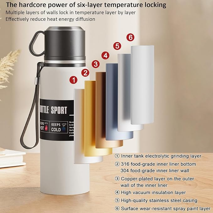Double wall vacuum Leakproof stainless steel wide mouth insulated water bottle;tea tumbler with tea strainer infuser basket,cup and lid; travel coffee thermoses hot drinks;portable cold thermal flask