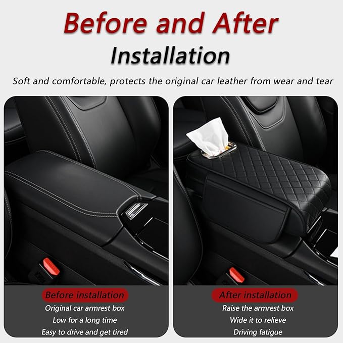Center Console Cover for KIA Seltos 2019 2020 2021 2022 2023 2024 2025, Leather Arm Rest Armrest Cover for Car, Center Console Armrest Cover Armrest Storage Box, Interior Accessories