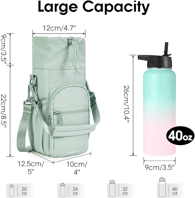sportsnew Water Bottle Holder with Strap 32oz 40oz Insulated Water Bottle Carrier Sling Bag with Phone Pocket Crossbody