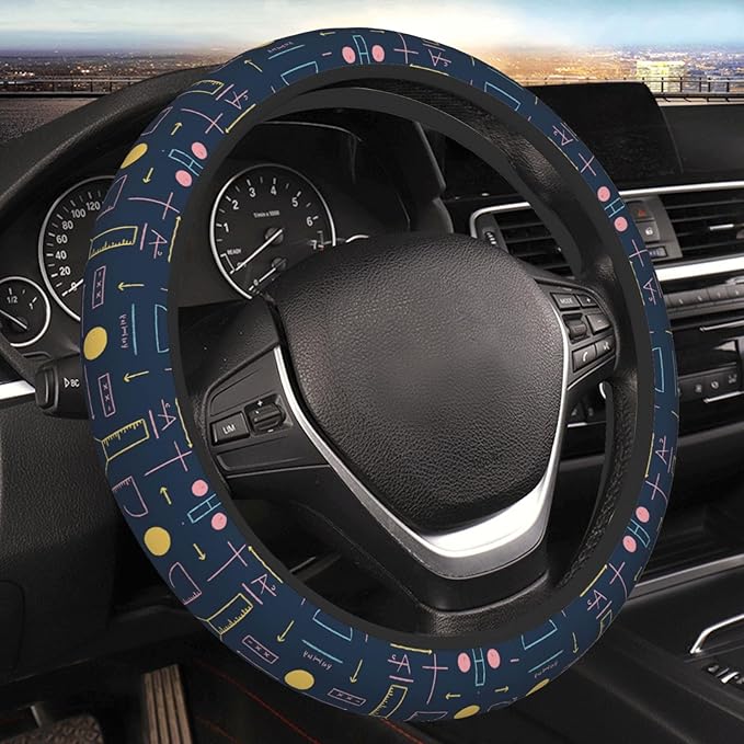 Math Equation Universal Fit Steering Wheel Cover for Car, Truck, and SUV, Durable Steering Wheel Protection