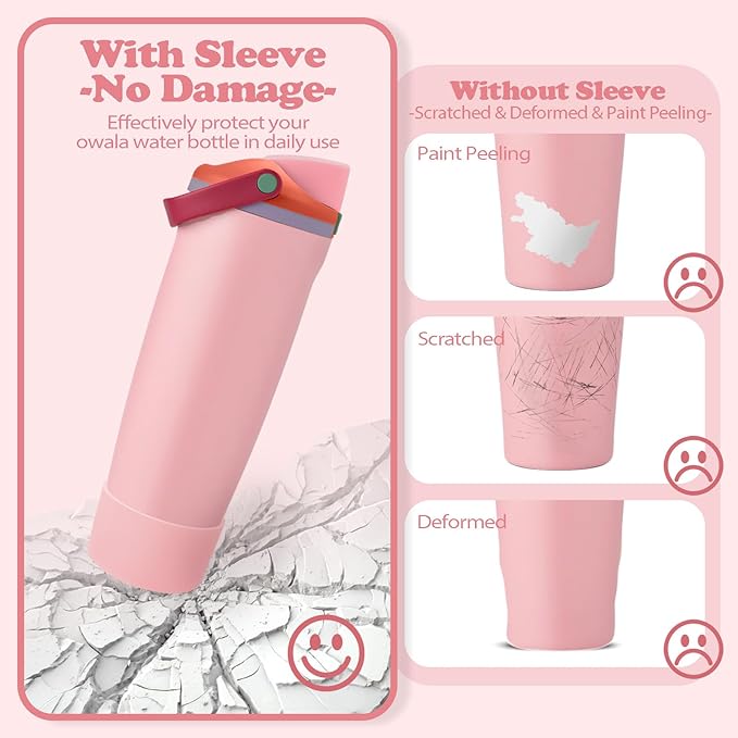 2PCS Silicone Boots for Owala 30oz & 40oz FreeSip Sway Bottles & Tumblers – Non-Slip, Scratch-Resistant, Stability Enhancer for Owala Accessories (Sugar High Pink)