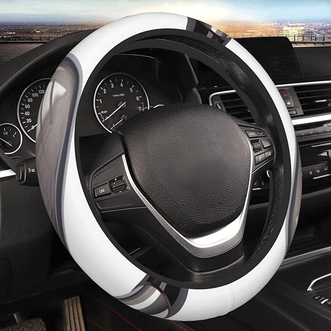Elastic Stretch Car Steering Wheel Cover Universal 15 inch Anti-Slip Auto Steering Wheel Protector Golf Club Steering Wheel Covers Warm in Winter and Cool in Summer, Black