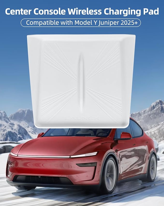 Model 3 Centre Control Wireless Charging Mat，Center Console Wireless Charger Pad Compatible with Tesla Highland Model 3 2024 2025 (Model y Juniper chager mat White A)