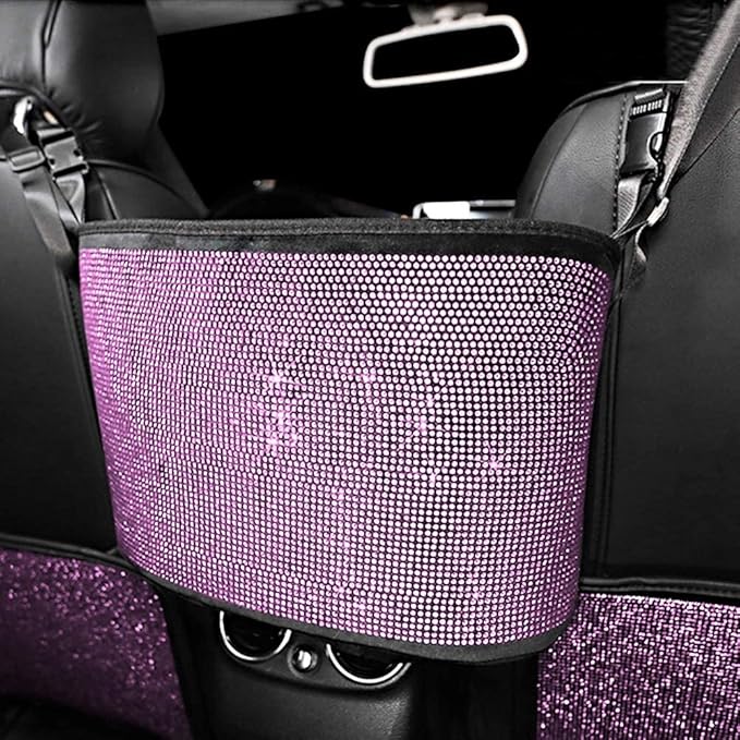 eing Car Organizers and Handbag Holder Car Seat Net with Shiny Diamonds for Women, Car Barrier for Dogs and Kids, Pink Car Organizer