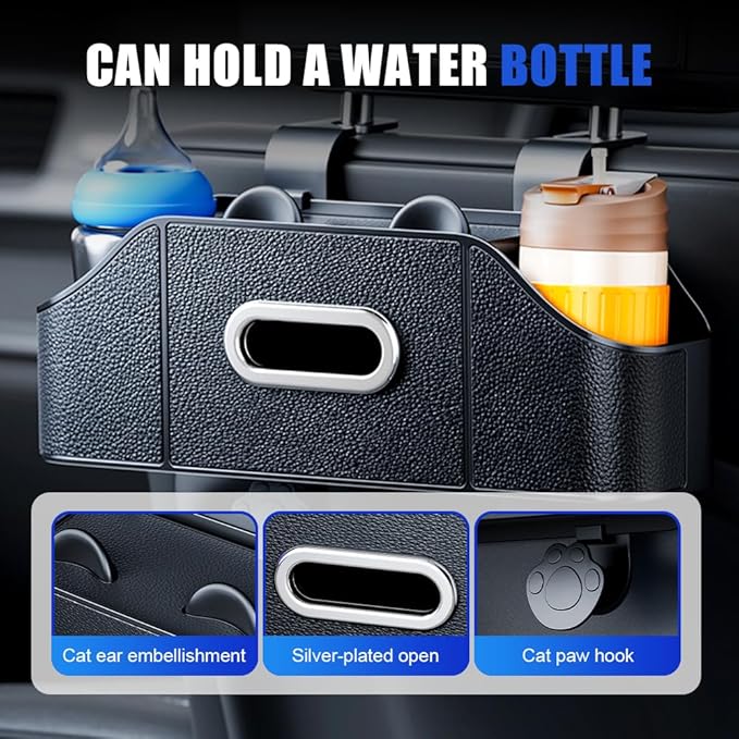 Multifunctional Car Back Seat Storage Organize, Car Back Seat Organizer Durable Cars Cup Holder, Back Seat Cars Organizer for SUV Sedan and Truck (Orange)