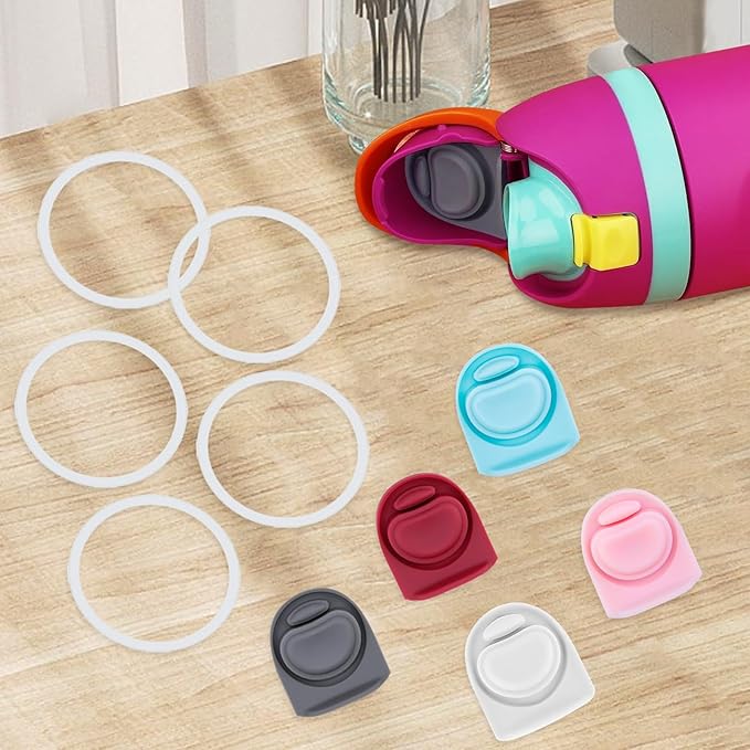 5 Sets Replacement Seal Gasket Stoppers for Owala Freesip 16oz 32oz Cap Mouth,Silicone O Sealing Ring Parts Water Bottle Top Lid Accessories for Owala Freesip 16/19/24/32/40oz（5 colors 5