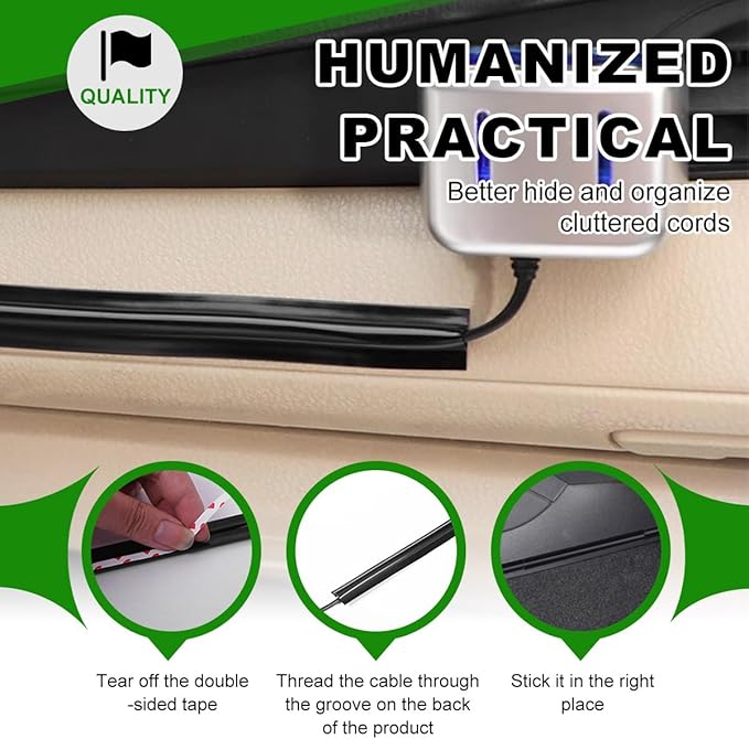 8 PCS Car Concealed Wire Sleeve, PVC Automotive Split Sleeving Wire Cord Organizer, Self-Adhesive Tubing Cable Hidden Protector, Universal Interior Car Accessories