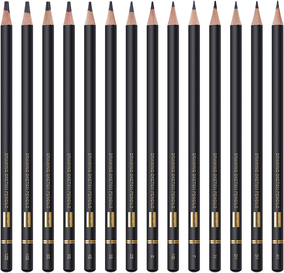 MARKART Professional Drawing Sketching Pencil Set - 14 Pieces,Graphite,(12B - 4H), Ideal for Drawing Art, Sketching, Shading, Artist Pencils for Beginners & Pro Artists