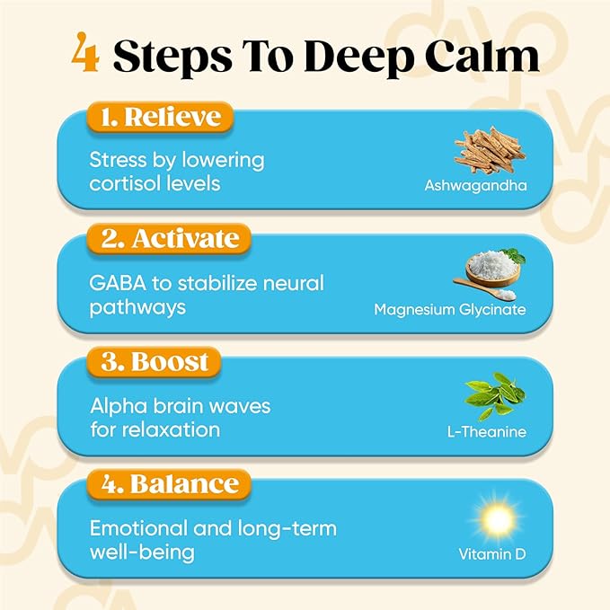 Venture Pal Calm Drink Mix, Cortisol Reducer and Sleep Aid with Magnesium Glycinate, Ashwagandha, L-Theanine,Vitamin D, Calm Magnesium Powder for Relax & Focus, No Sugar, Non GMO, Vegan & Gluten-Free