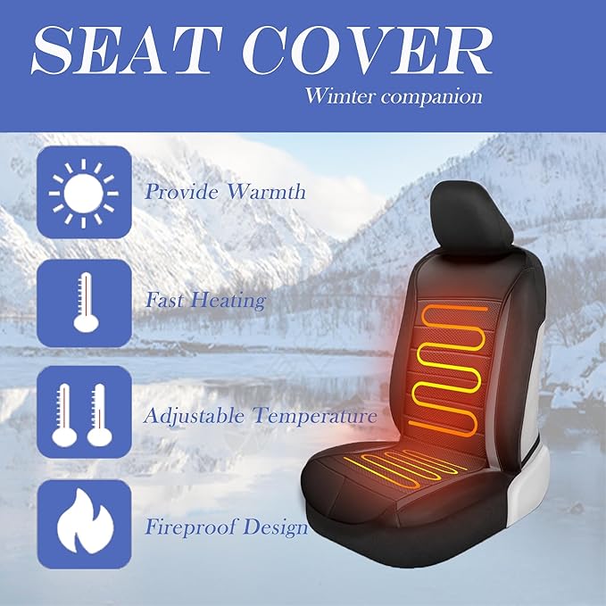 Universal Seat Cushion, Comfortable Seat Cover with Full Back Support in Winter (Black-1)