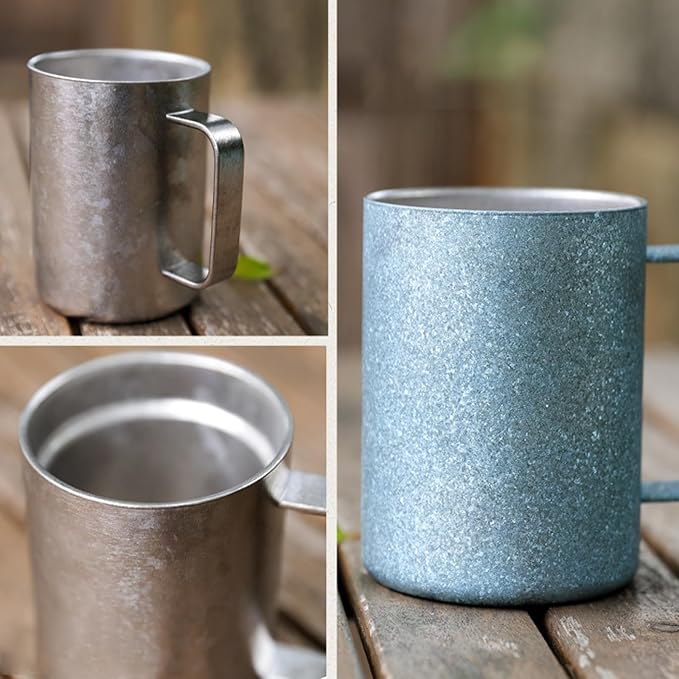Pure Titanium Mug with Leak-Proof Lid (13.5 oz) Double Wall Vacuum Insulated Camping Cup, Lightweight Travel Drinkware for Coffee, Hiking, Office, Easy Clean RT103T (Ice Crystal Blue)
