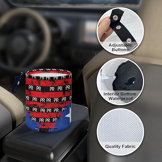 Car Trash Can with Hanging for Back Seat, Car Accessories for Women Men Automotive Garbage Cans Vehicle Trash Can for Truck SUVArt Puerto Rico
